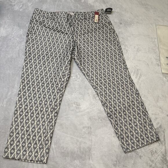 NWT Merona Ankle Pants Classic Black & White Jaquard Diamond Pattern Women’s 18 - Picture 1 of 10
